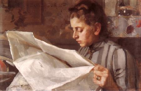 Anders Zorn Emma Zorn reading France oil painting art